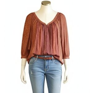 Free people brown  batwing button up shirt size M